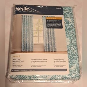 Style Selections Blackout Curtain Panel #1353970 Teal White New